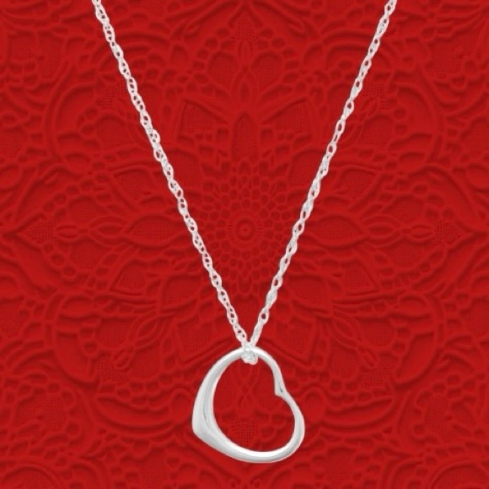 NWT 18" Necklace and Floating Heart Pendant - 925 Sterling Silver